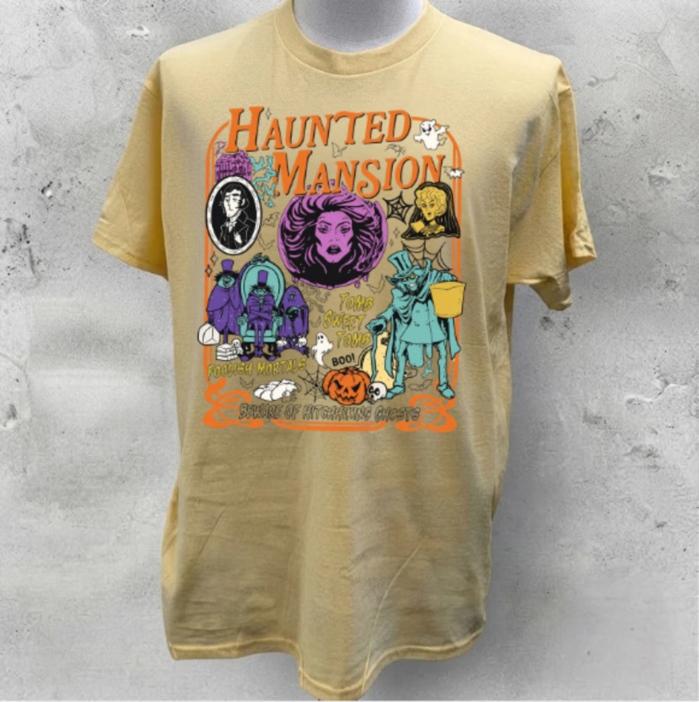 Haunted Mansion Foolish Mortals Madame Leota Hitchhiking Ghosts Vintage T-Shirt